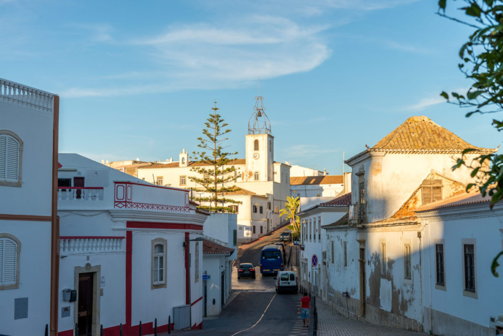 ALBUFEIRA, PORTUGAL, MAY 1, 2014: Street view in historic center of Albufeira; Albufeira, Algarve, Portugal.